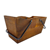 Dark Wooden Basket with Black Handles